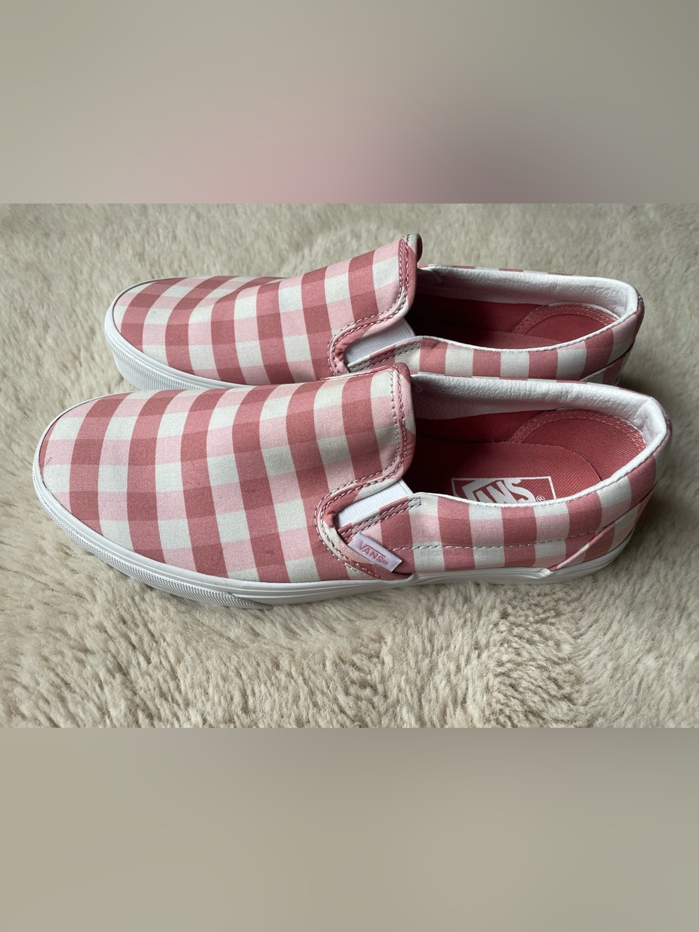 Vans | Gingham Rosette Pink & White Sneakers | 9.5 - Picture 3 of 11